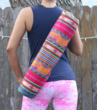 Bolso para esterilla de yoga fucsia hecho a mano