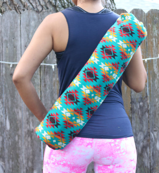 Turquoise Yoga Mat Bag Handmade