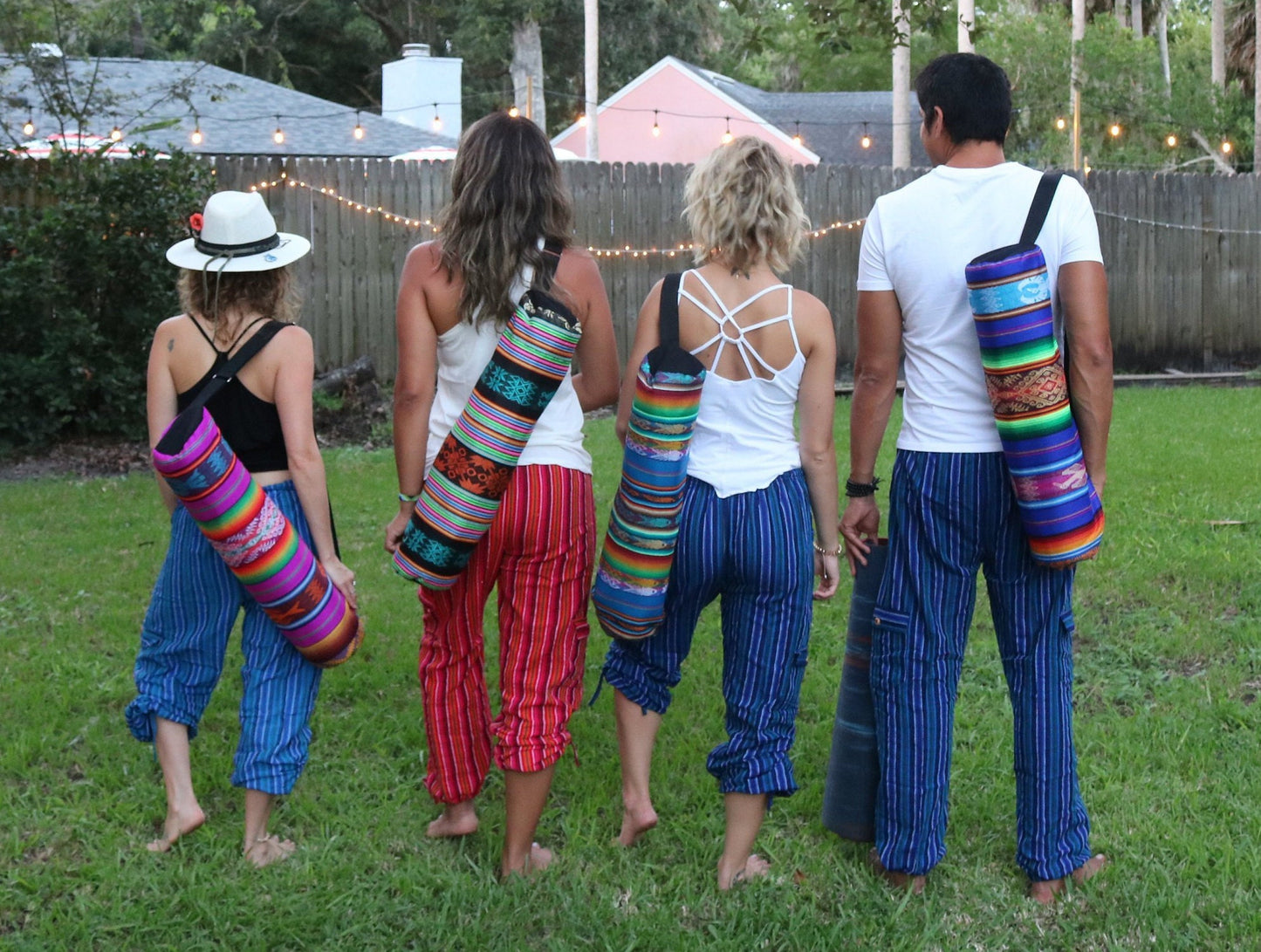 Bolsa de esterilla de yoga arcoíris hecha a mano