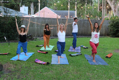 Bolsa para esterilla de yoga azul hecha a mano