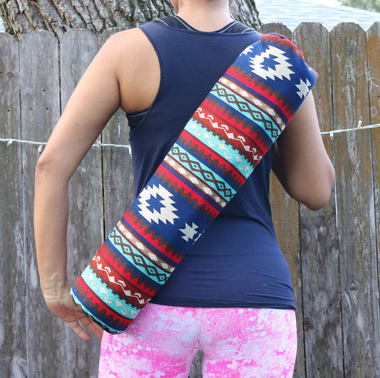 Red and blue Yoga Mat Bag Handmade