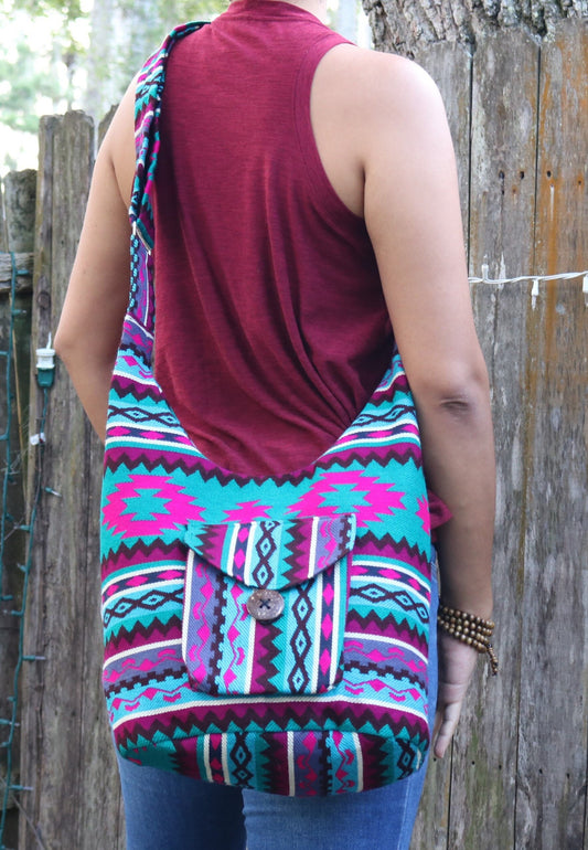 Teal and Pink Bottle Bag Crossbody