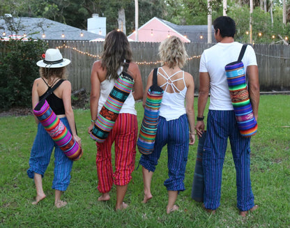 Bolsa para esterilla de yoga azul hecha a mano