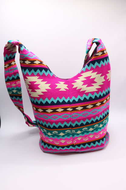 Bolso bandolera rosa para botellas