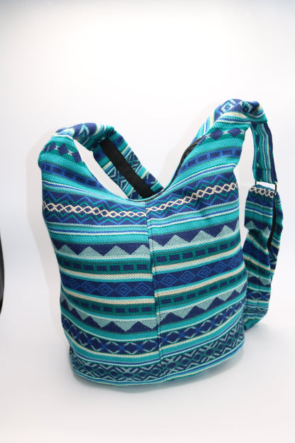 Bolso bandolera azul para botellas