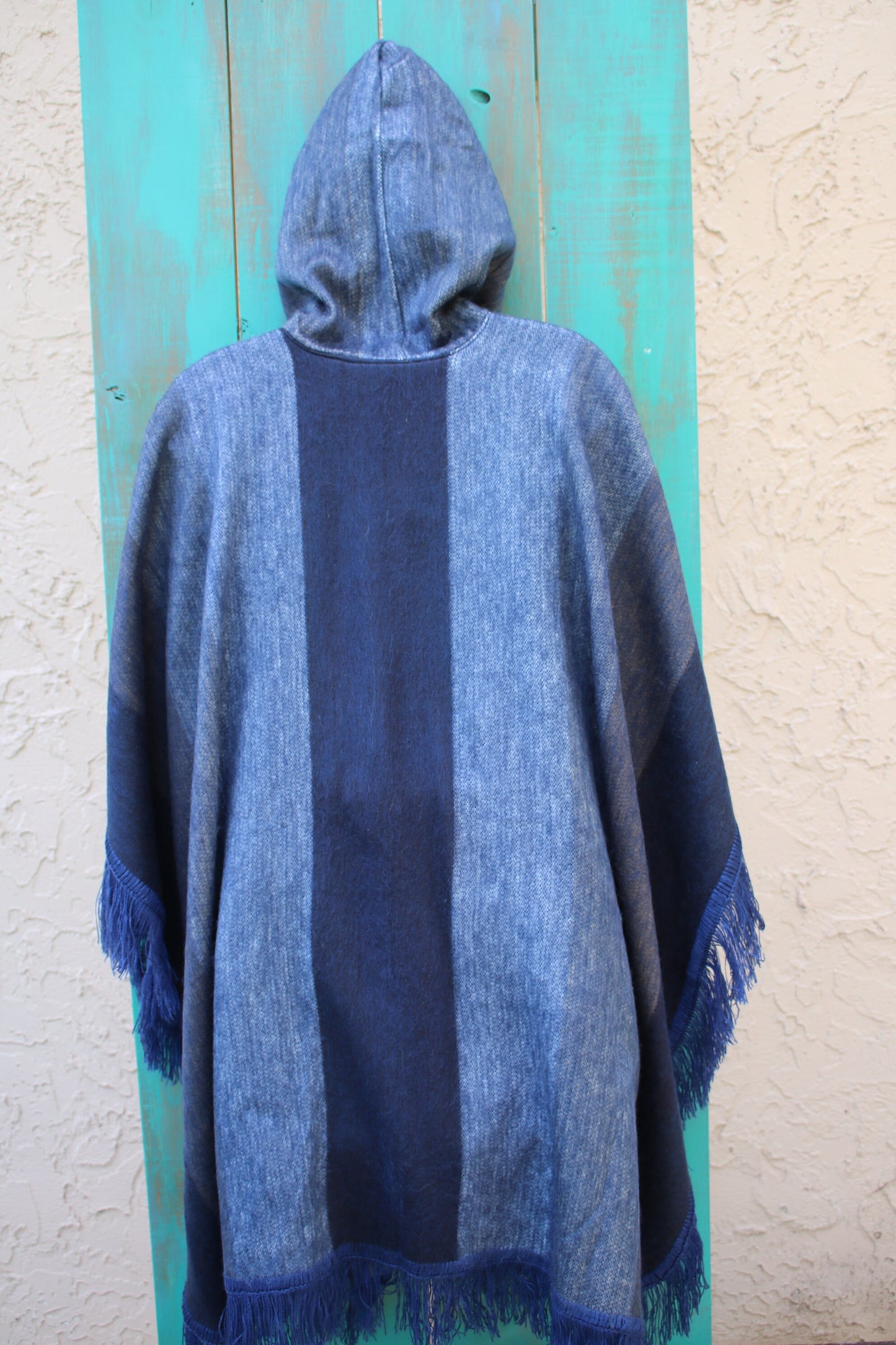 Poncho Doble Extragrande De Alpaca Azul