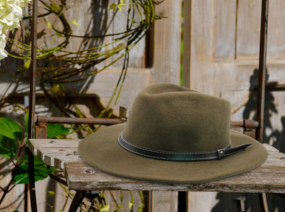 Sombrero fedora verde oliva