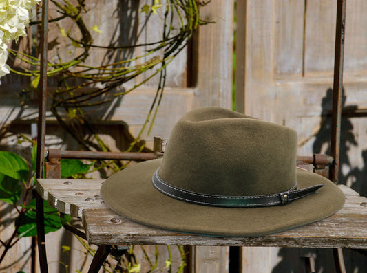 Olive fedora hat